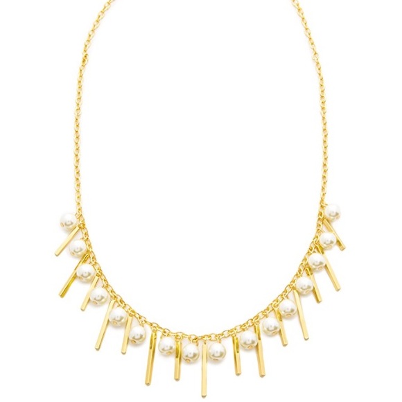 Rebecca Minkoff Gold Fringe Pearl Charm Necklace - Picture 6 of 7